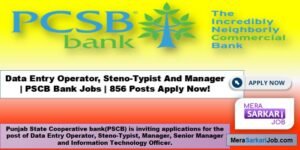 PSCB Bank Jobs | 856 Posts Apply Now!
